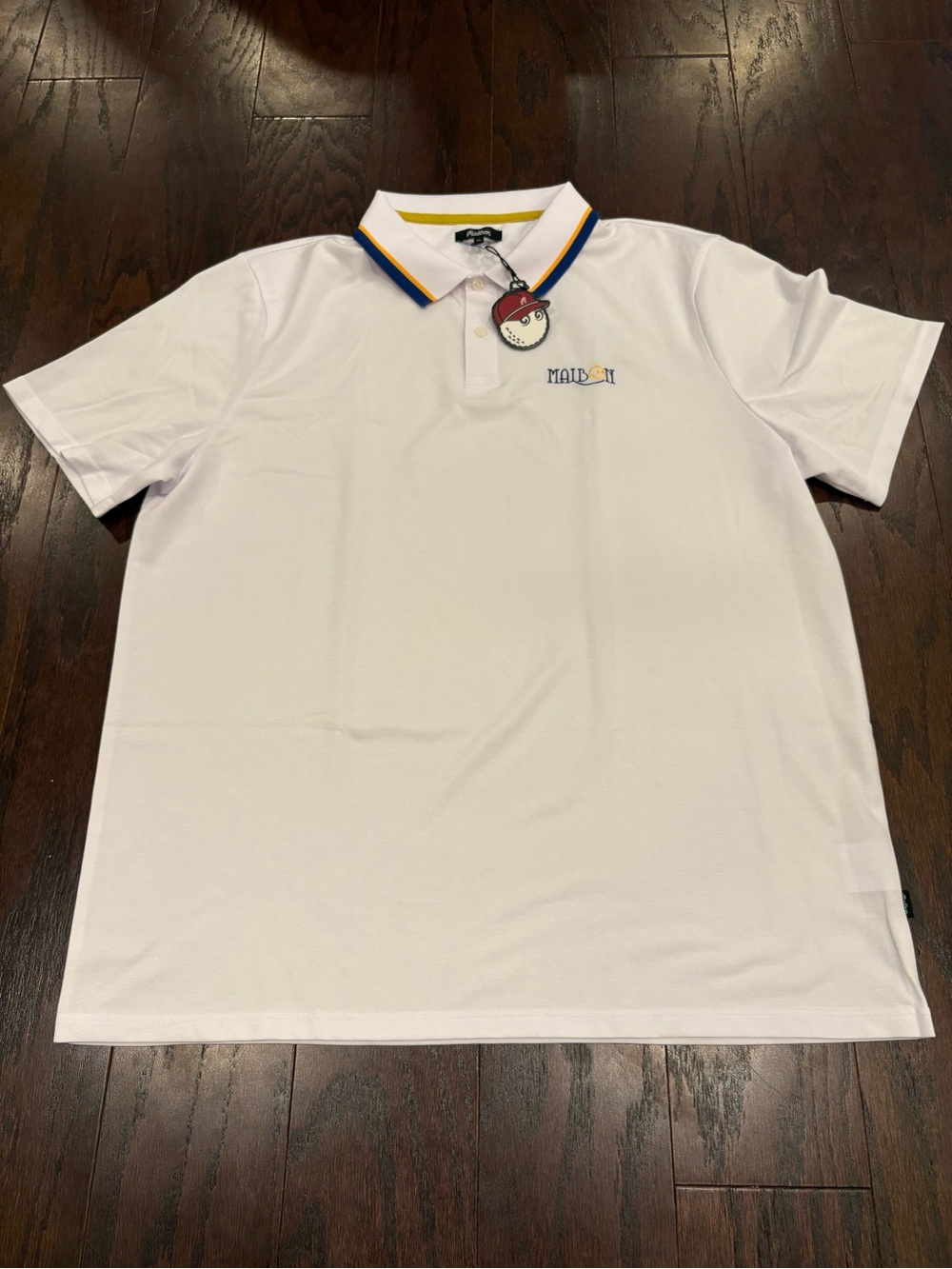 NEW Malbon Golf Grasse Pique Polo - White Embroidered Logo Men's Size XL NWT